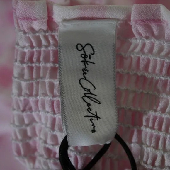 NWT SOKIE COLLECTIVE x Shopbop Tie Strap Gingham Mini Dress Pink White Large - Picture 14 of 14